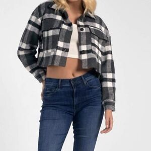 Elan black/white plaid shacket